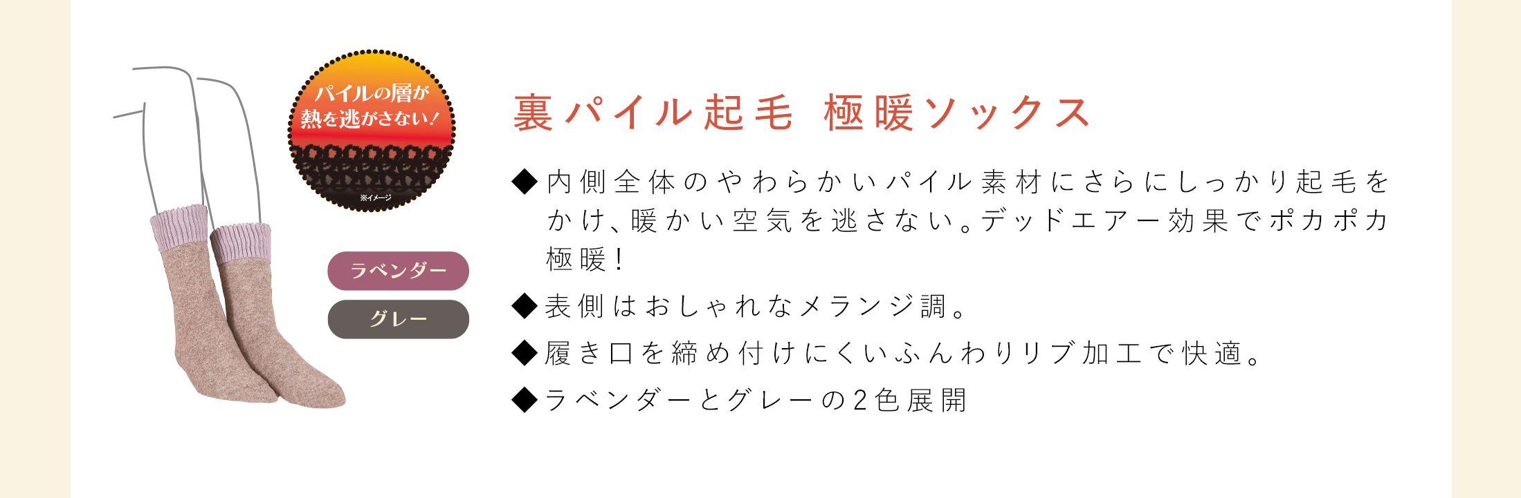 美人の温活習慣 裏パイル起毛 極暖ソックス