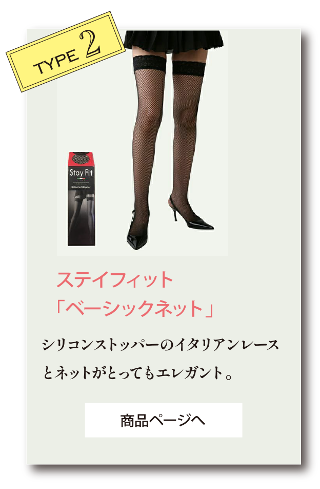 ステイフィット 太もも丈ストッキング ベーシックネット ブラック