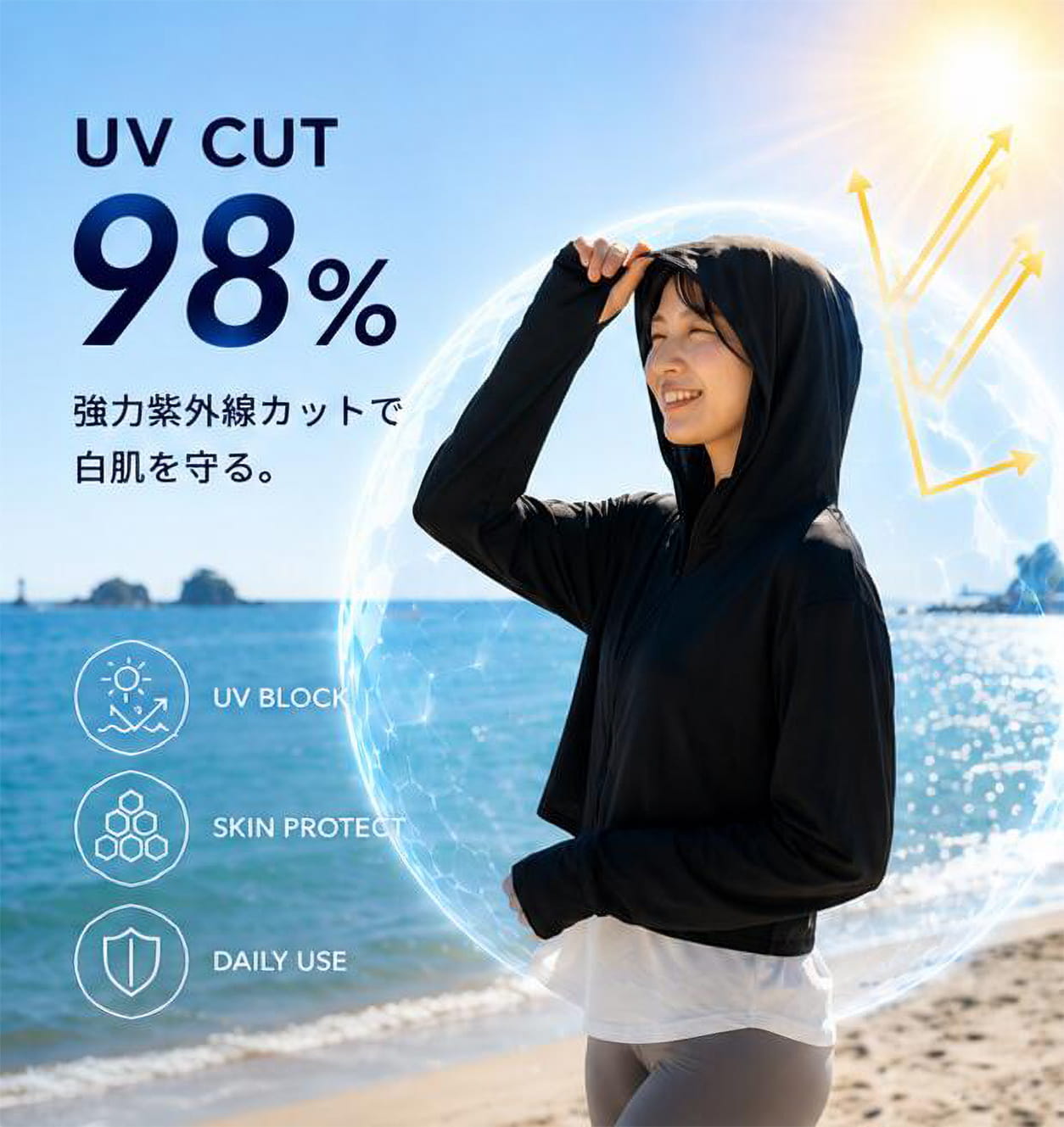 アイスボレロ 着るだけでひんやり冷感 接触冷感 UVカット